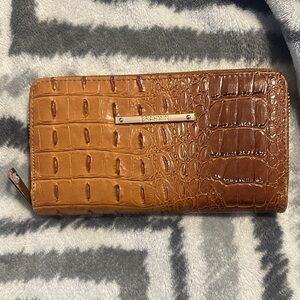Brahmin Tan and Brown Croc Embossed Wallet